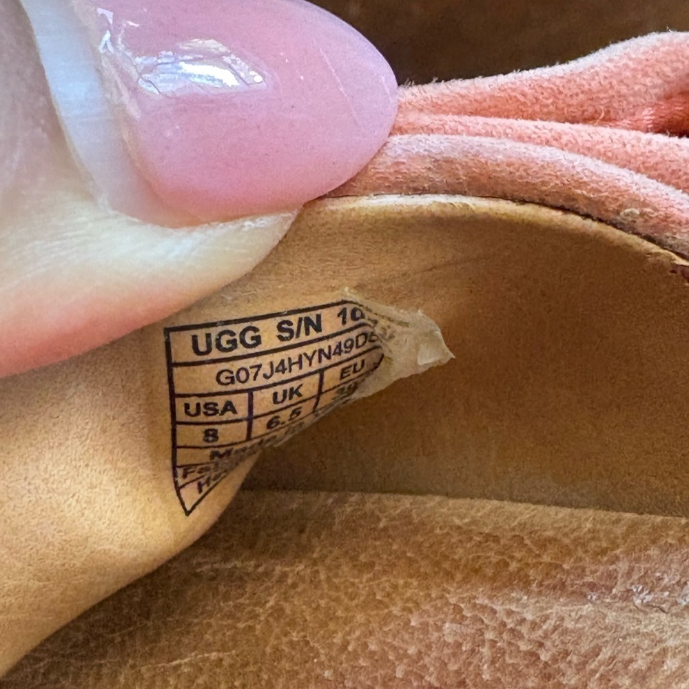 UGG Joan Oversized Bow Slip On Platform Sandals sz 8 color salmon preloved - Picture 3 of 8